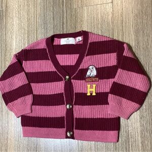 H&M Girls Harry Potter Hedwig knitted Cardigan - Pink and Burgundy size 3/4T
